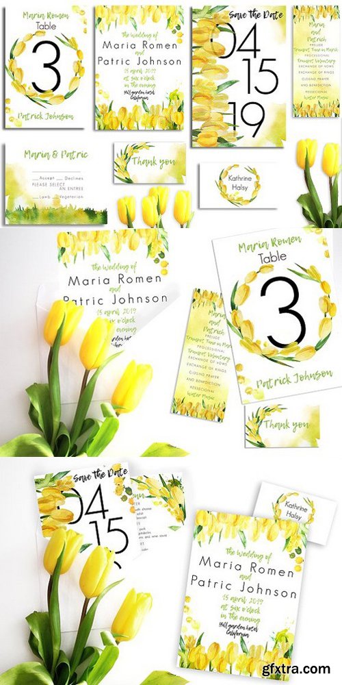 SpringTulips Pack 8psd of Invitation