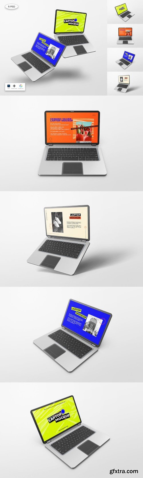 Generic Silver Laptop Mockup