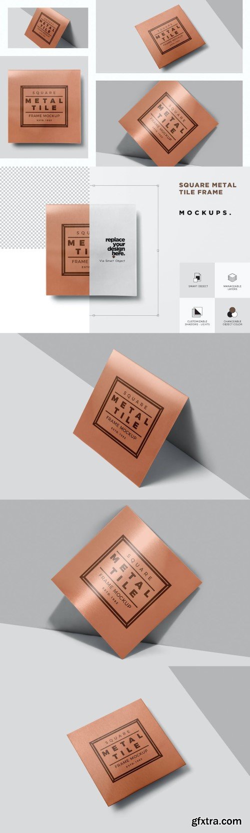 Square Metal Tile Printing Mockups