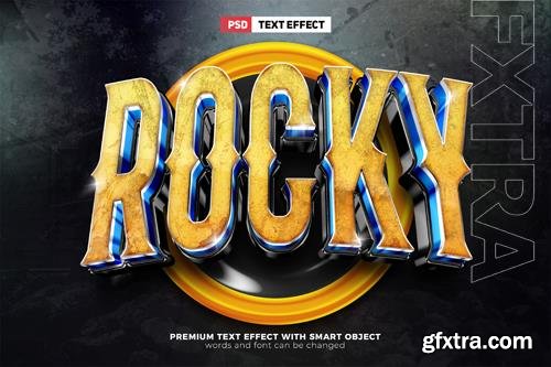 PSD yellow rocky rusty robot esport team 3d editable text effect