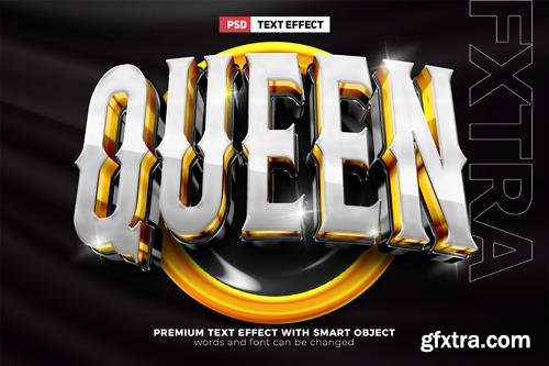 PSD super luxury queen esport team logo template 3d editable text effect