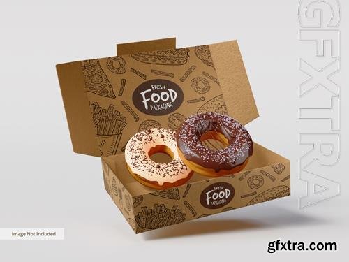 PSD take away kraft paper donut box mockup