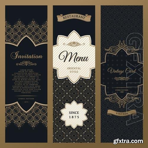 Vector vertical design labels and frames packaging for the product