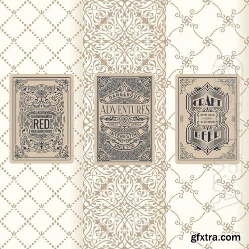 Vector vintage banners set of vertical labels packaging frames design vol 2