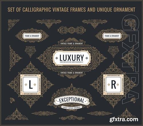 Vector calligraphic design elements vintage flourishes retro frames