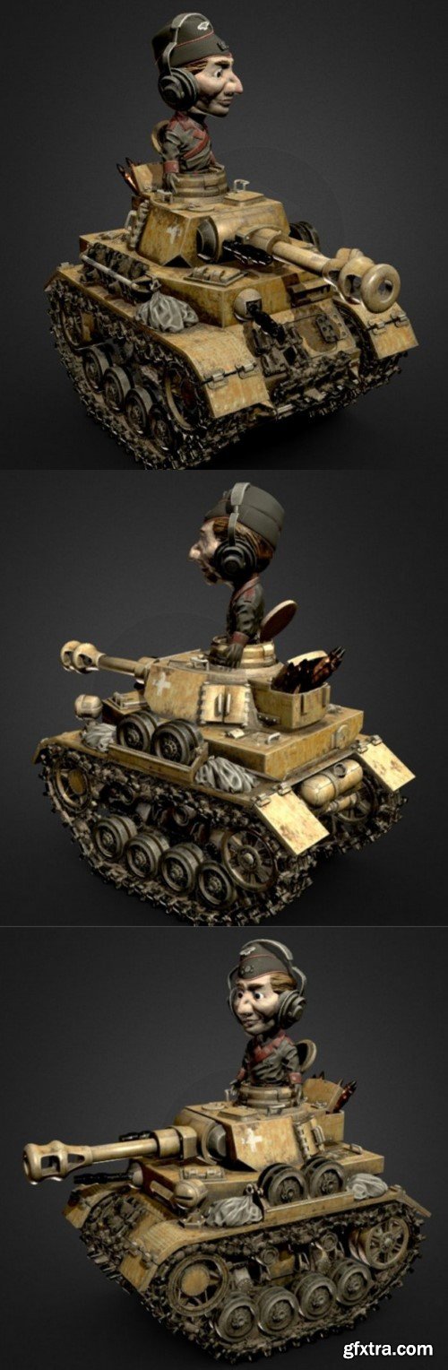 Cartoon WW2 Tank and Tank commander