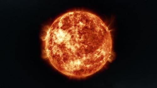 Videohive - Sun with Erupting Plasma Flares in Outer Space Concept Wide Locked Shot - 43150045 - 43150045