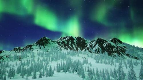 Videohive - Northern Lights Over The Mountains - 43150224 - 43150224