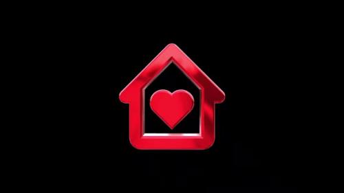 Videohive - 3D Red Home Heart Icon - 43157594 - 43157594