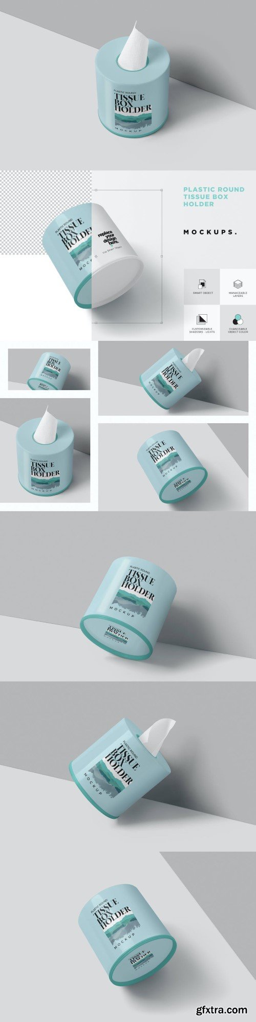 Plastic Round Tissue Box Mockups