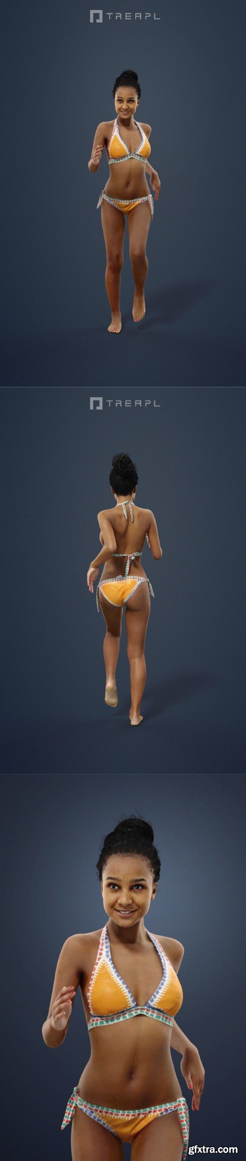 May An African Female Jogging On The Beach 3D model