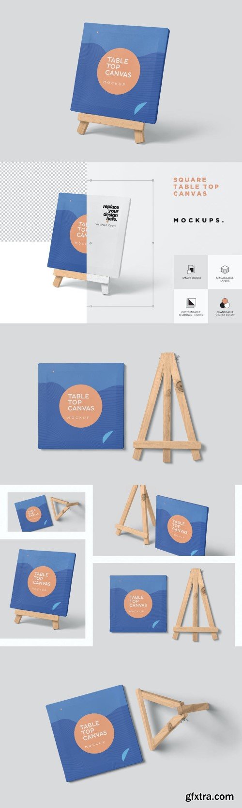 Square Table Top Canvas Mockups