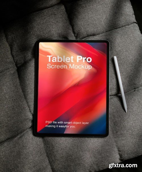 Tablet screen mockup with pen