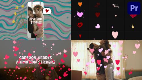 Videohive - Cartoon Hearts Animation Stickers for Premiere Pro - 43193262 - 43193262