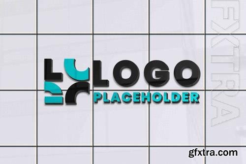 PSD logo mockup with tile pattern as background