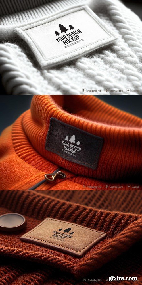 Sweater label mockup close up