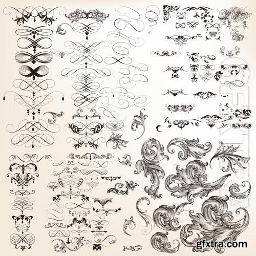 Vector huge collection decorative calligraphic flourishes