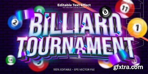 Vector billiard tournament editable text effect in modern trend style