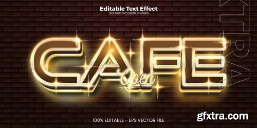 Vector cafe open editable text effect in modern trend style