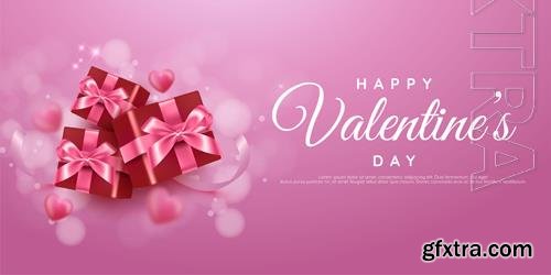 Realistic valentine day background with hearts and gifts