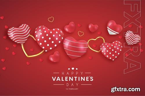 Happy valentine's day text in pattern background with hearts