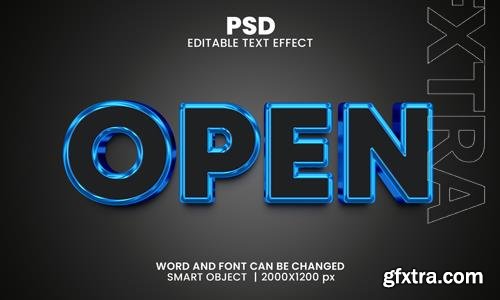 PSD open blue 3d editable photoshop text effect style with background