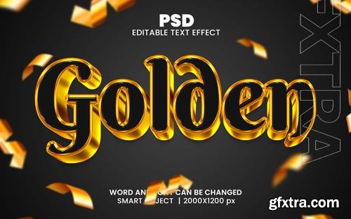 PSD golden luxury 3d editable photoshop text effect style with background