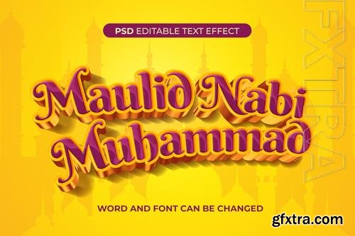 PSD maulid nabi text effect layered 3d