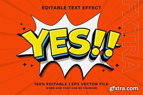 Editable text effect yes 3d cartoon cute template style premium vector