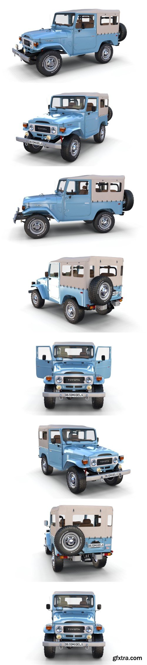 Toyota Land Cruiser FJ 40 Soft Top with Chassis 3D Model