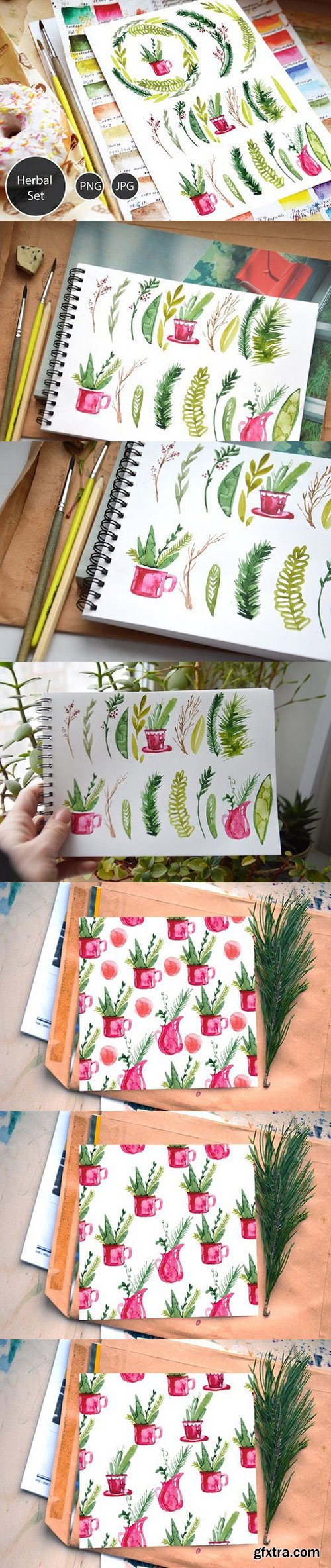 Christmas Herbal watercolor set