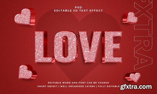 PSD love 3d editable text effect with background