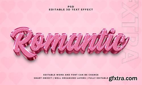 PSD romantic 3d editable text effect with background