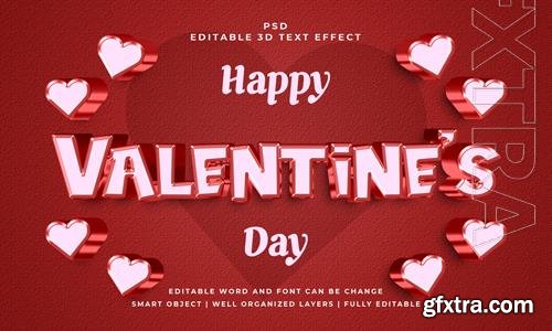 Valentine day pink 3d editable text effect with background