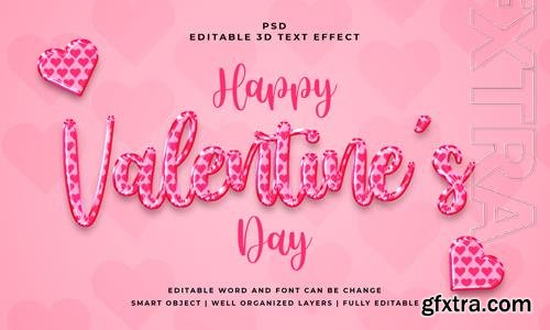 PSD valentine day pink 3d editable text effect with background