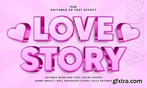 PSD love story 3d editable text effect with background