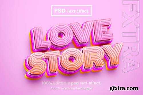 Love story psd editable 3d text effect