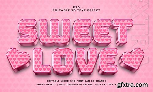 PSD sweet love 3d editable text effect with background