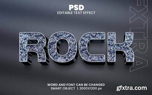 PSD rock 3d editable photoshop text effect style with background