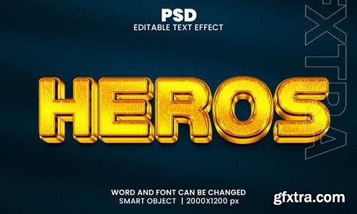 PSD heroes 3d editable photoshop text effect style with background