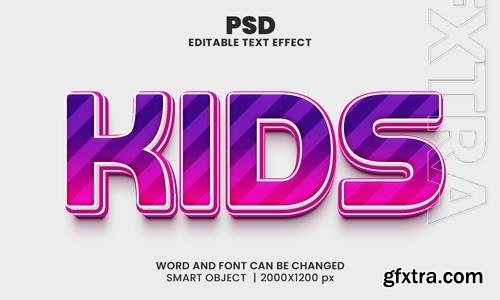 PSD kids 3d editable photoshop text effect style with background