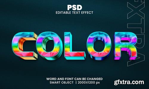 Color 3d editable photoshop text effect style with background