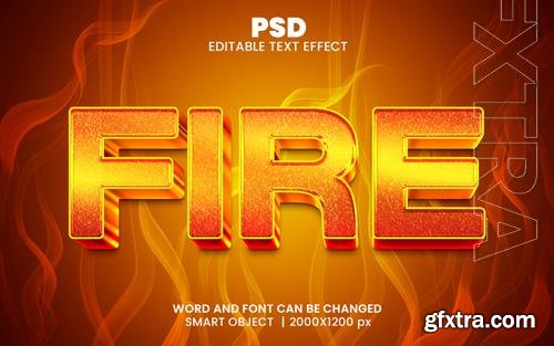 PSD fire 3d editable photoshop text effect style with background