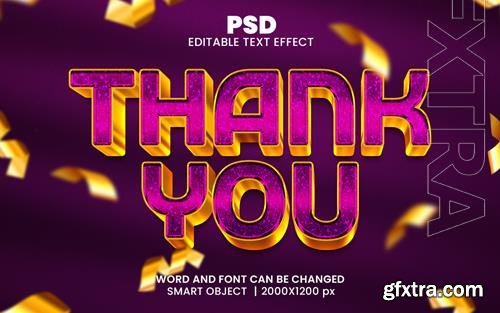 PSD thank you luxury 3d editable photoshop text effect style with background