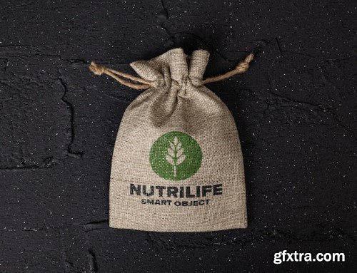 Burlap sack with logo mockup