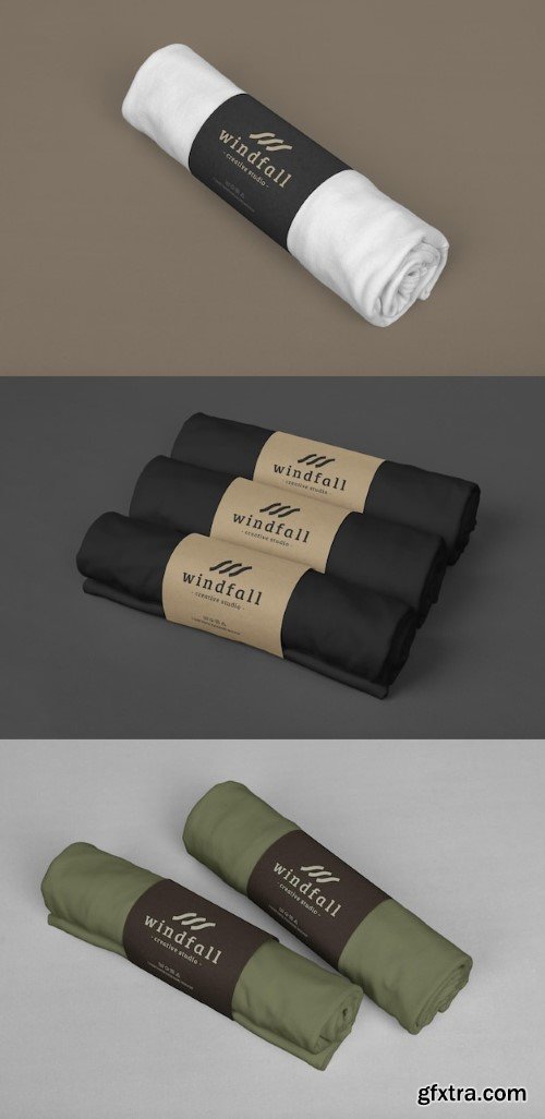 Package with t-shirt roll mockup