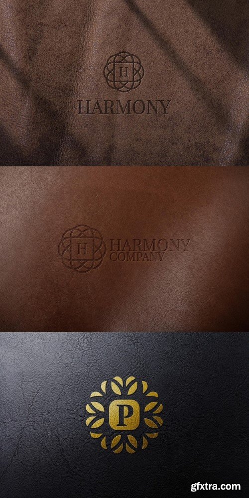 Luxury logo mockup on leather