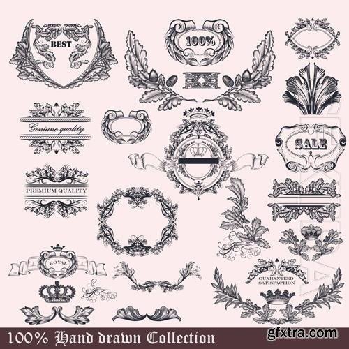 Vector decorative hand drawn ornaments collection