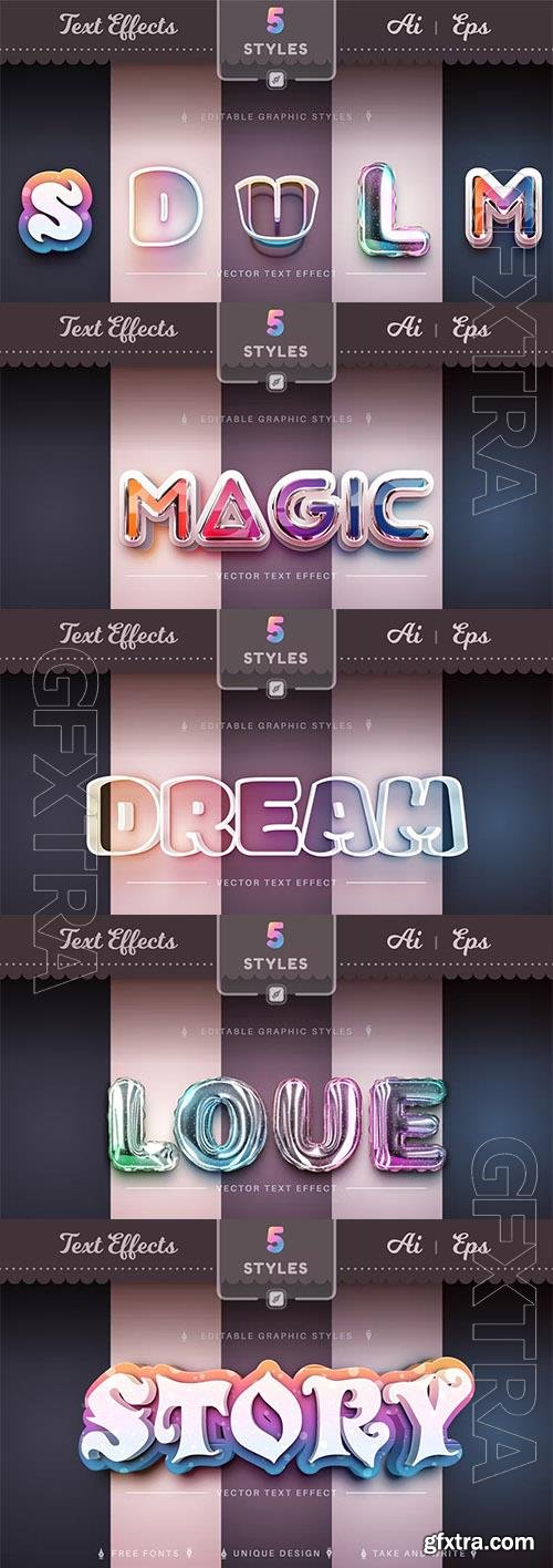 Set 5 Rainbow Editable Text Effects, Font Styles