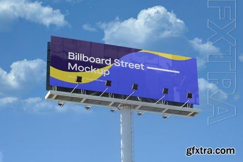 PSD large billboard mockup on sky with clouds